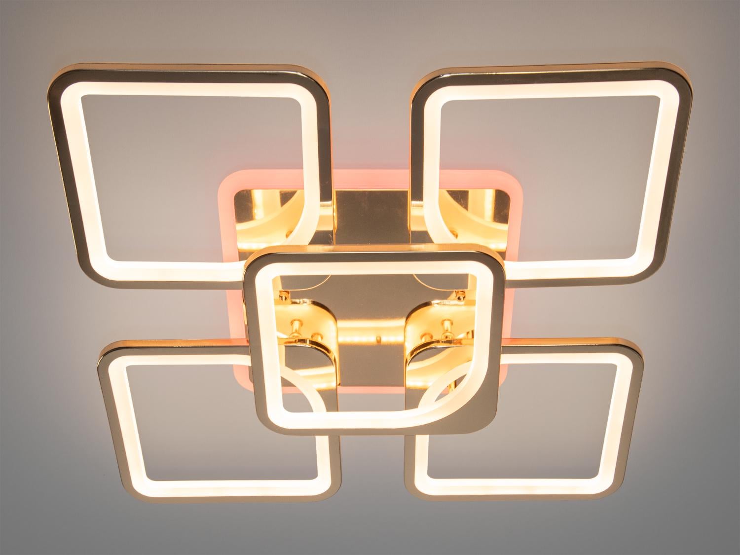 Люстра с пультом диммером и LED подсветкой 8060-4+1G-LS 150W на 21 м2 Золотой (1436485309)