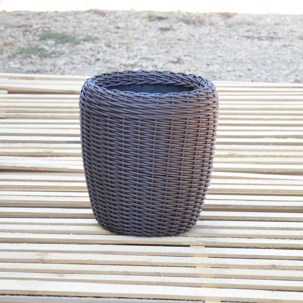 Кашпо высокое для цветов и растений из искусственного ротанга/ручной работы 16 л Чесаний венге - фото 3 Кашпо высокое для цветов и растений из искусственного ротанга/ручной работы 16 л Чесаний венге - фото 3