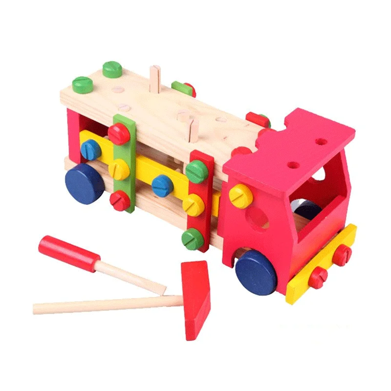 Деревянная развивающая игрушка для малышей. Деревянная машинка конструктор Oray (oue31121118)