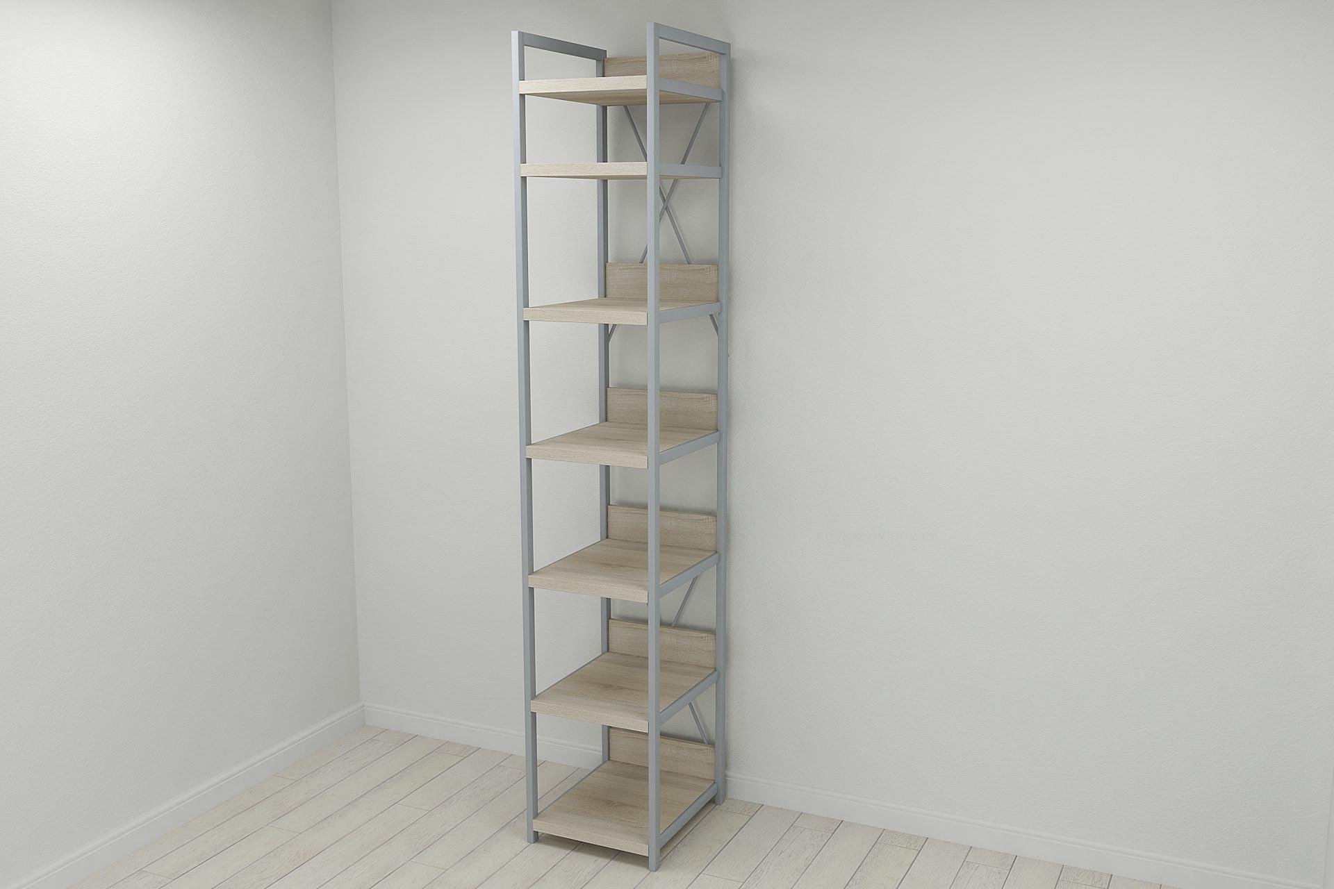 Шкаф-гардероб Ferrum-decor Коннект Уни секция 4 металл/ДСП 32 мм 220x40x50 см Серый/Дуб Сонома (FRD-104553)