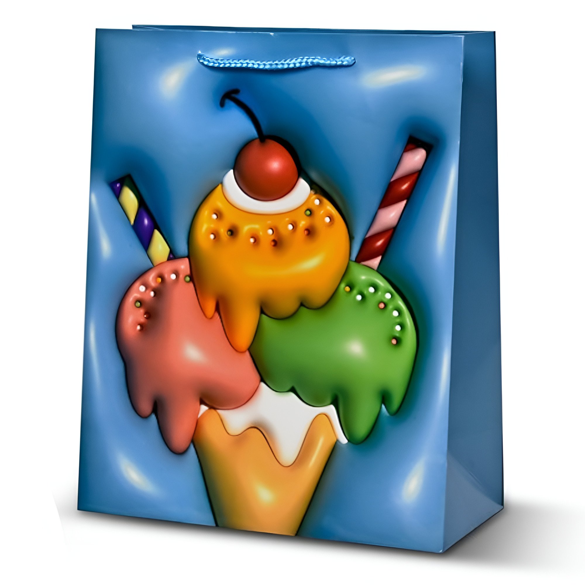 Подарочный пакет Sweets 3D с ручками 26х32х12 см Синий (R33097-M)