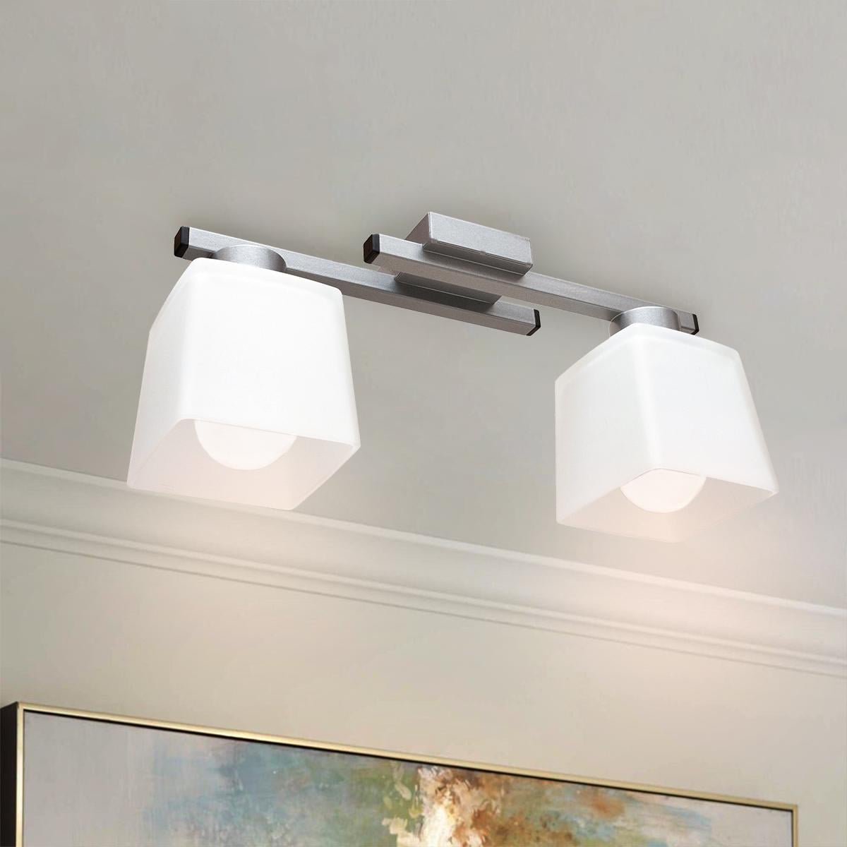 Люстра MSK ELECTRIC Dublin с двумя квадратными плафонами под лампы Е27 Серебряный (NL 16610-2 SL)
