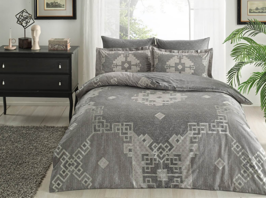 Постельное белье TАС Burano Vizon Сатин Делюкс Евро Серый