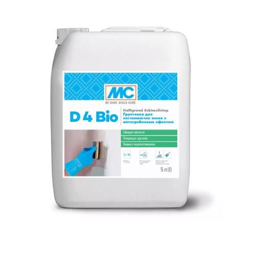 Ґрунтовка фунгіцидна адгезійна MC-Bauchemie D4 Bio для поглинаючих основ з антигрибковим ефектом 10 л