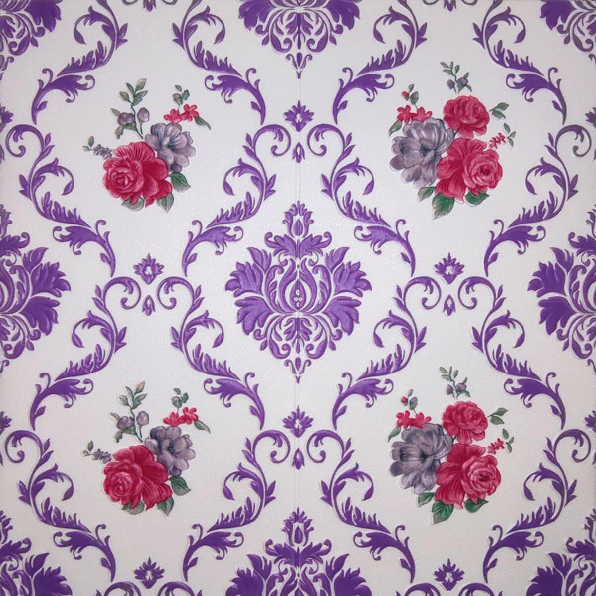 Панель самоклеящаяся декоративная 3D вензель 700x700x5 мм Пурпурный (402 SW-00000733)