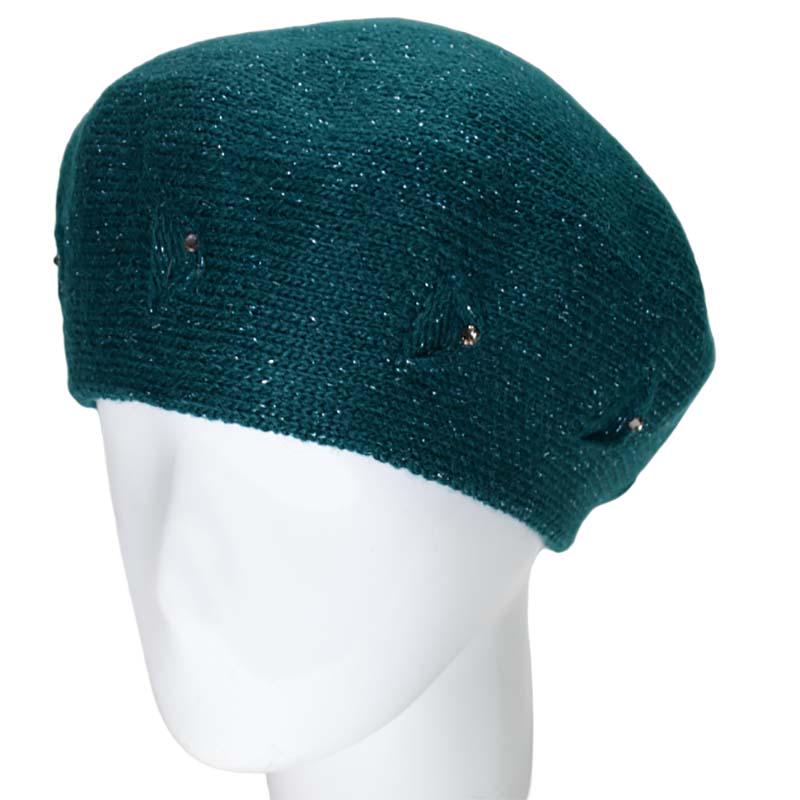 Берет женский Lirus Мариса двойной полушерстяной с люрексовой нитью Зеленый (119023)
