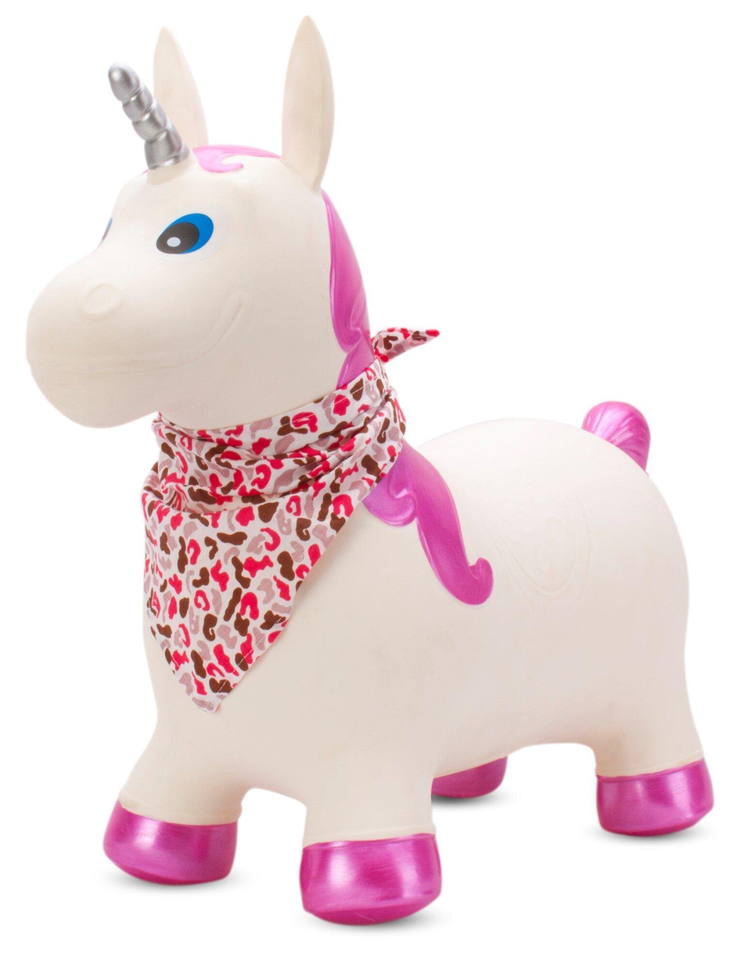 Прыгун-джемпер детский Единорог резиновый надувной с насосом Белый/Серебряный/Розовый (12011106)