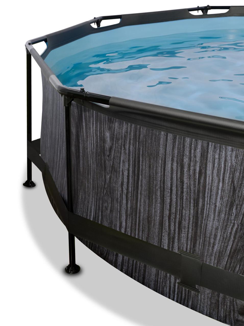 Бассейн каркасный Exit Toys с навесом от солнца 300х76 см Черное дерево (2426880759) - фото 4