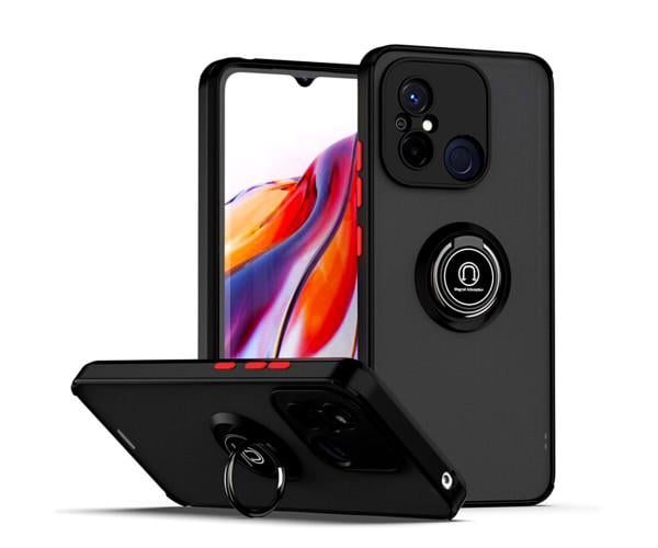 Чехол-накладка TPU Color Matte Ring для Xiaomi Redmi 12C Чёрно-Красный Чехол-накладка TPU Color Matte Ring для Xiaomi Redmi 12C Чёрно-Красный