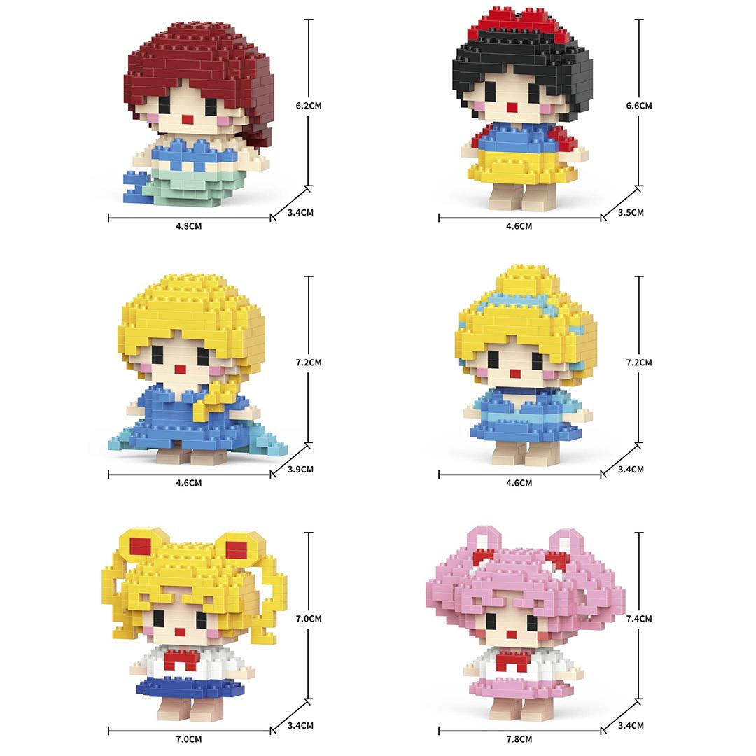 Конструктор Набор принцесс BRICKS Эльза Ледяное сердце Белоснежка Ариэль Русалочка Золушка Сейлор Мун Чибиуса 1074 детали 6 шт. - фото 5