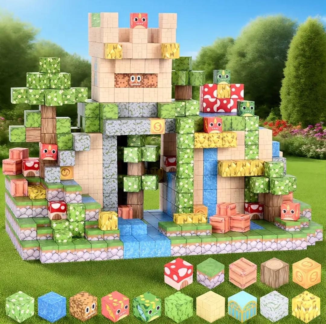 Конструктор магнітний Майнкрафт Ліс з замком деревами та драконами 100 кубиків - фото 3 Конструктор магнітний Майнкрафт Ліс з замком деревами та драконами 100 кубиків - фото 3