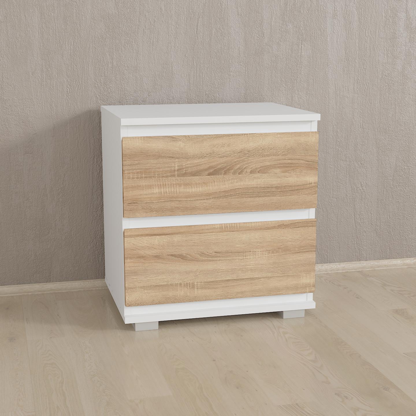 Тумба приліжкова T-02 502х390х535 мм Білий/Дуб Сонома