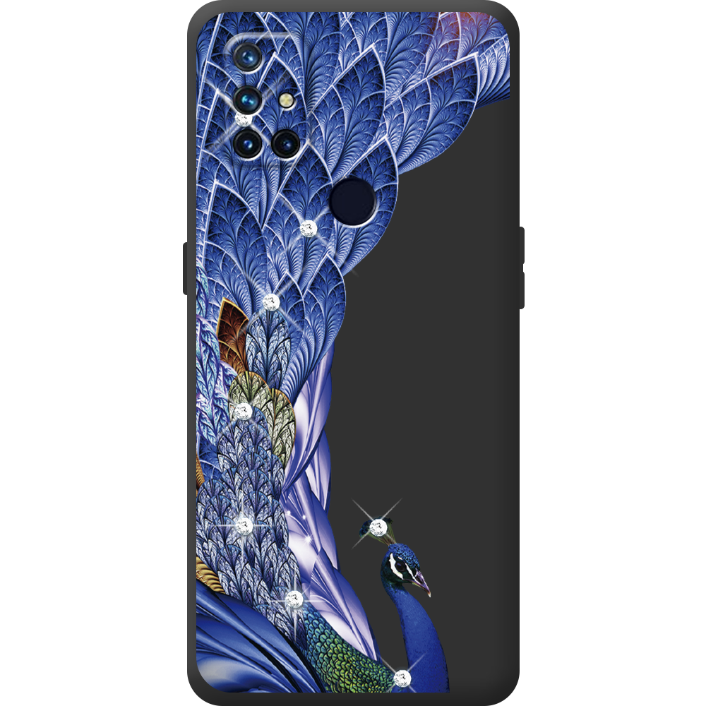Чохол BoxFace OnePlus Nord N10 Павич зі стразами Чорний силікон (43633-rs7-44515)
