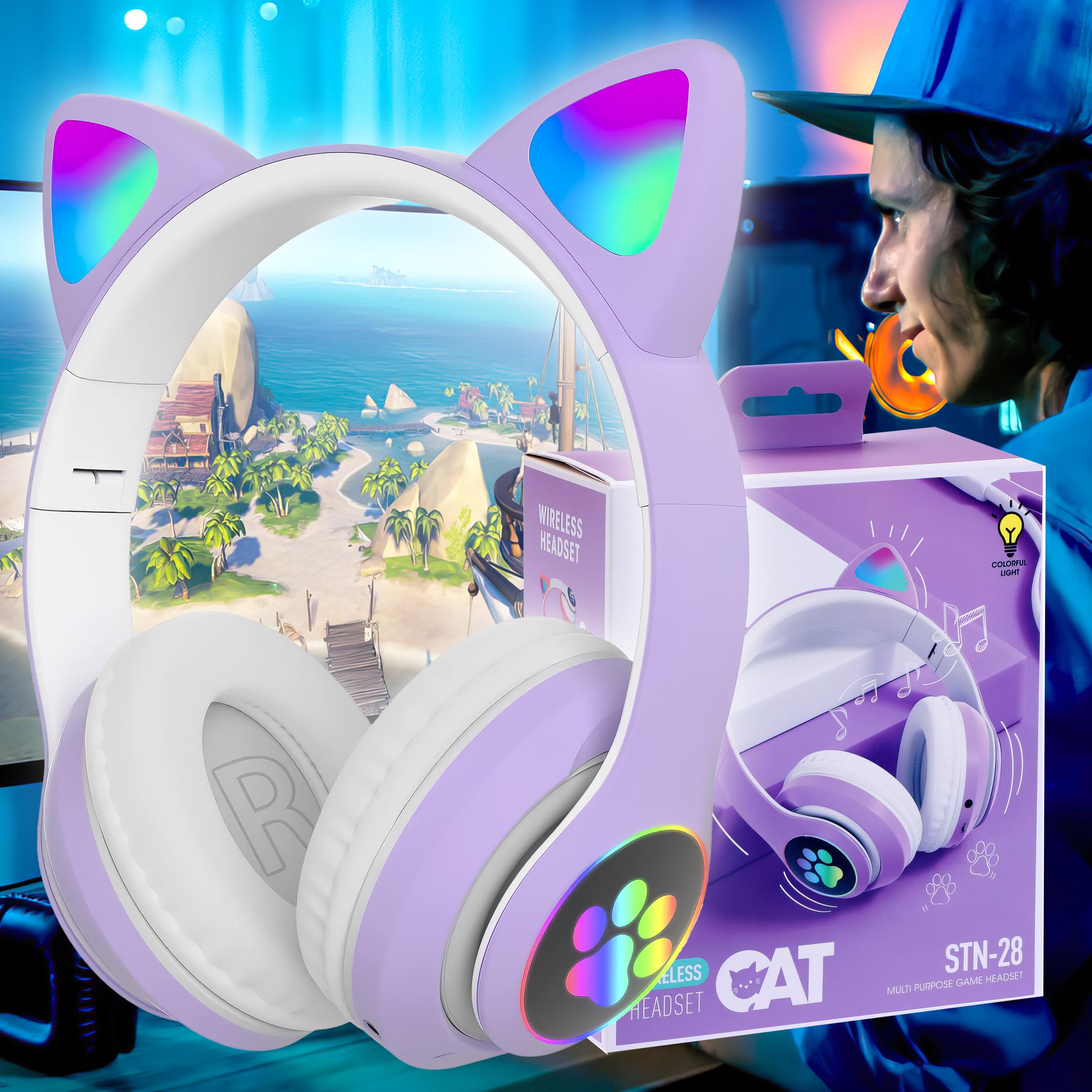 Навушники бездротові TWS Cat STN-28 Bluetooth з котячими вушками Фіолетовий - фото 2 Навушники бездротові TWS Cat STN-28 Bluetooth з котячими вушками Фіолетовий - фото 2