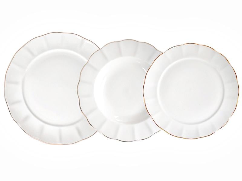 Набор из 18-и фарфоровых тарелок Lefard Royal gold с золотом (949-017)