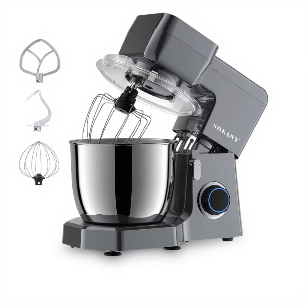 Миксер планетарный Sokany SK-272 1500 Вт с чашей 6,5 л и 3 насадками 10 скоростей