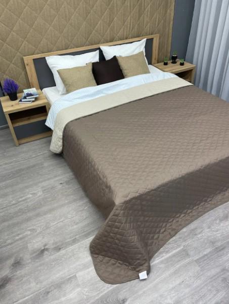 Покривало на ліжко/диван двостороннє Decorator Ultra Sonic Microfiber 160х215 см Капучино/Бежевий (85-008) - фото 5