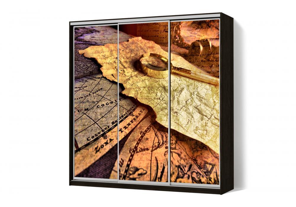 Шкаф-купе Luхe 3 двери ФМП/ФМП/ФМП рисунок Re060 CLS-III 2200х2100х450 мм Венге магия (39125)