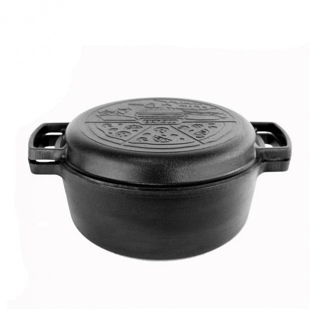 Кастрюля чугунная Brizoll P-6L-3 крышка-сковорода 6 л (NA000070)