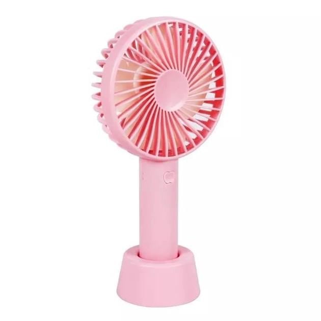 Вентилятор ручной аккумуляторный Portable Fan с подставкой и USB-зарядкой Pink (54522P) - фото 1