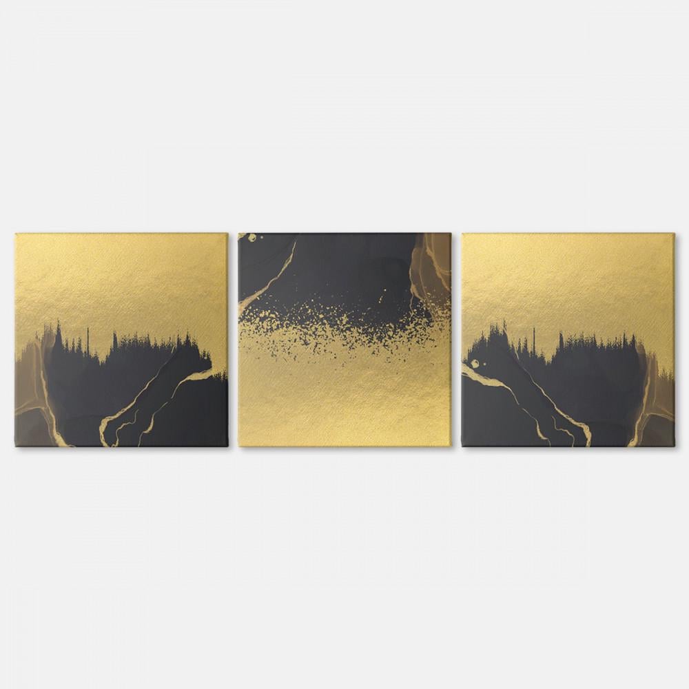 Модульная картина Malevich Store Black and Gold из трех частей 156x50 см (MK322405)