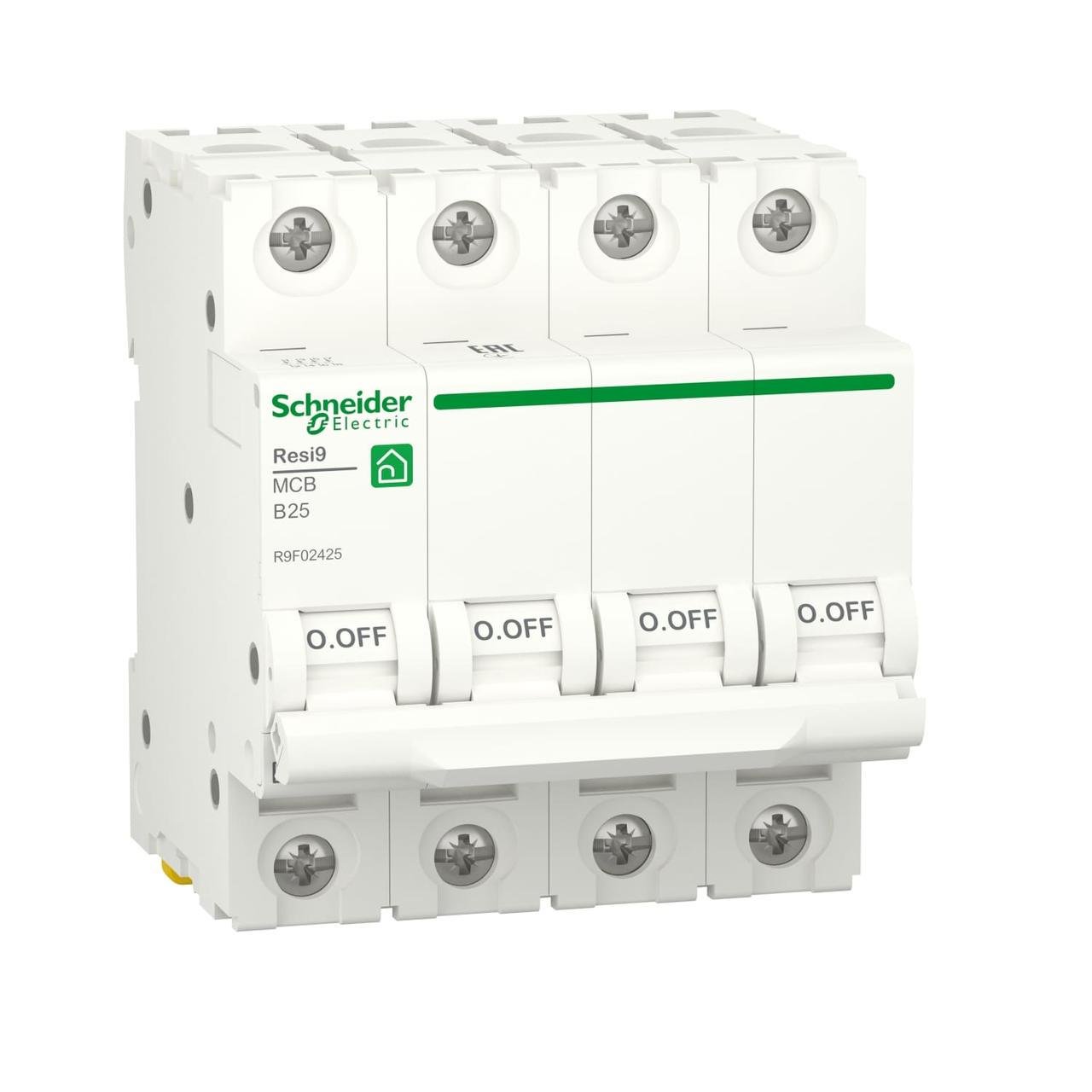 Автоматический выключатель Schneider Electric 25А 6 kA 4 полюса тип B R9F02425 Resi9 (42716)