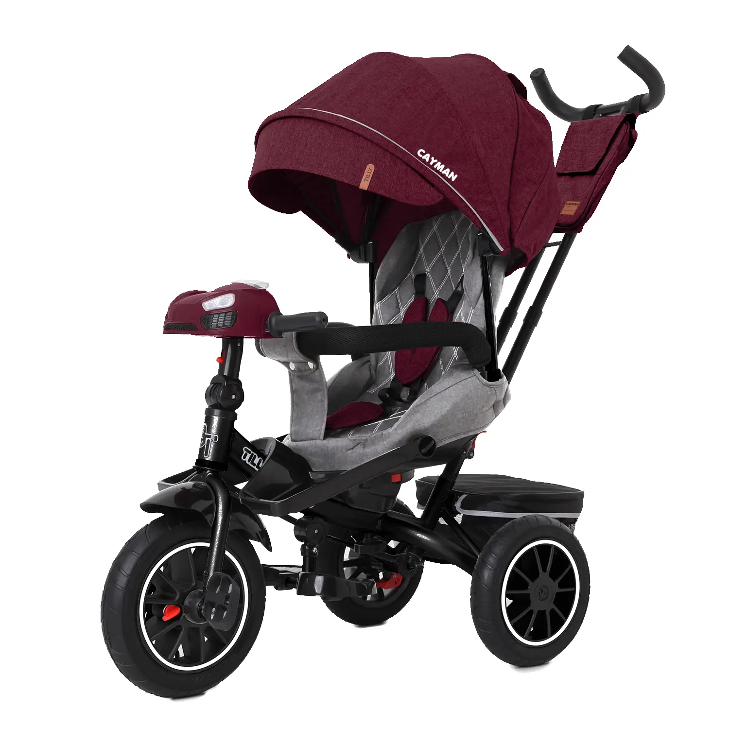 Велосипед с ручкой детский TILLY Cayman надувные колеса трехколесный Красный (25806479) - фото 1