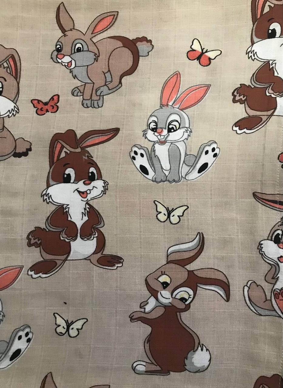 Пеленка Penetka Веселые зайцы муслиновая двухслойная 100x80 см (6490.100.80.195) - фото 3