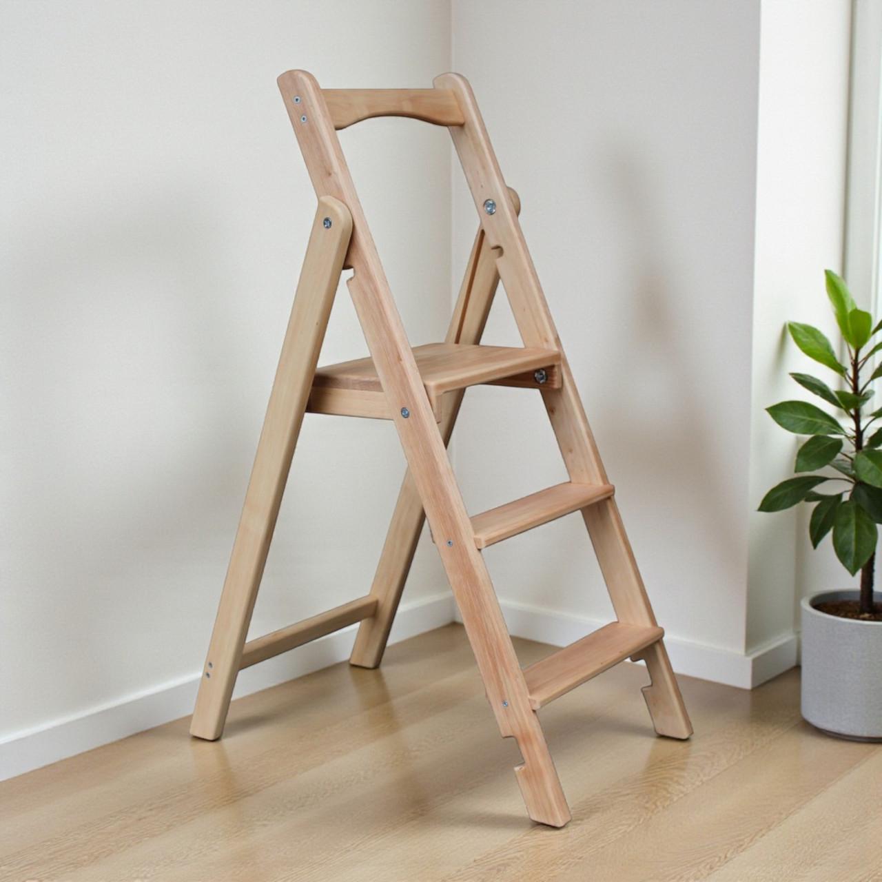 Стремянка-лестница деревянная Студія Дерева Вільха Скини бытовая 3 ступеньки Бежевый (31002868)