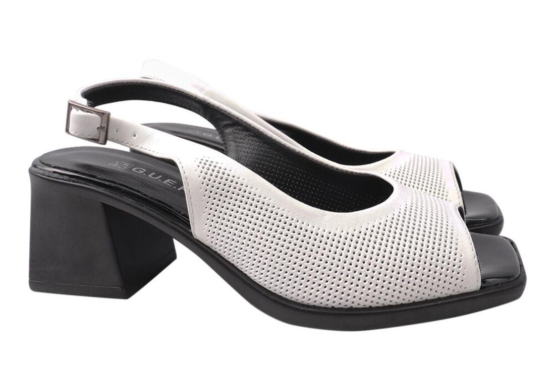 Босоножки женские Guero из кожи на большом каблуке р. 41 Белый (387-21LB)