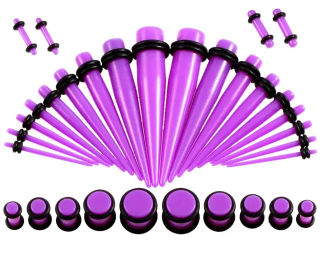 Плаги и растяжки конусные для тоннелей в уши 18 пар 36 шт. Фиолетовый (13079324)