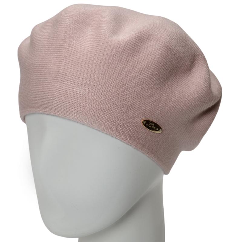 Берет женский двойной Novita Софи из вискозы теплый мягкий L р. 57-58 Нежно-розовый