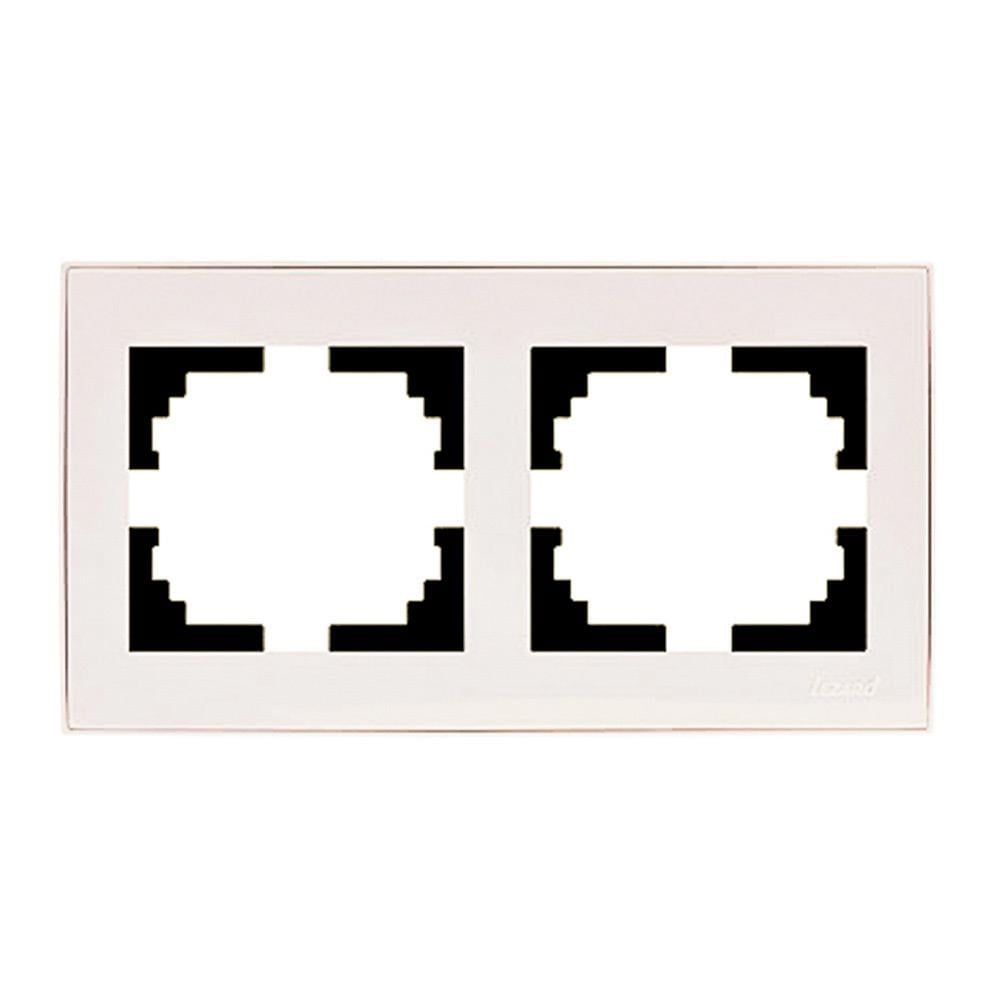 Рамка двухместная горизонтальная Rain Жемчужный белый (703-3030-147)