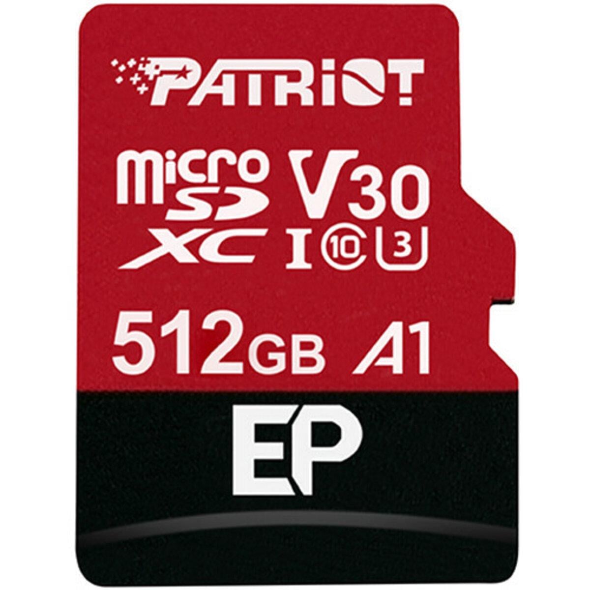 Карта памяти Patriot microSDXC EP Ser 512 Gb 10 UHS-I A1 W-80 Mb s R-100 Mb s +SD адаптер PEF512GEP31MCX (571494)