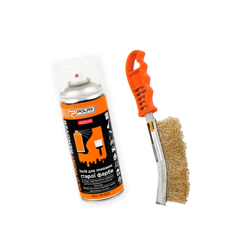 Набор для очистки Polax средство для смывки краски и щетка проволочная "Ирокез" (332-08)