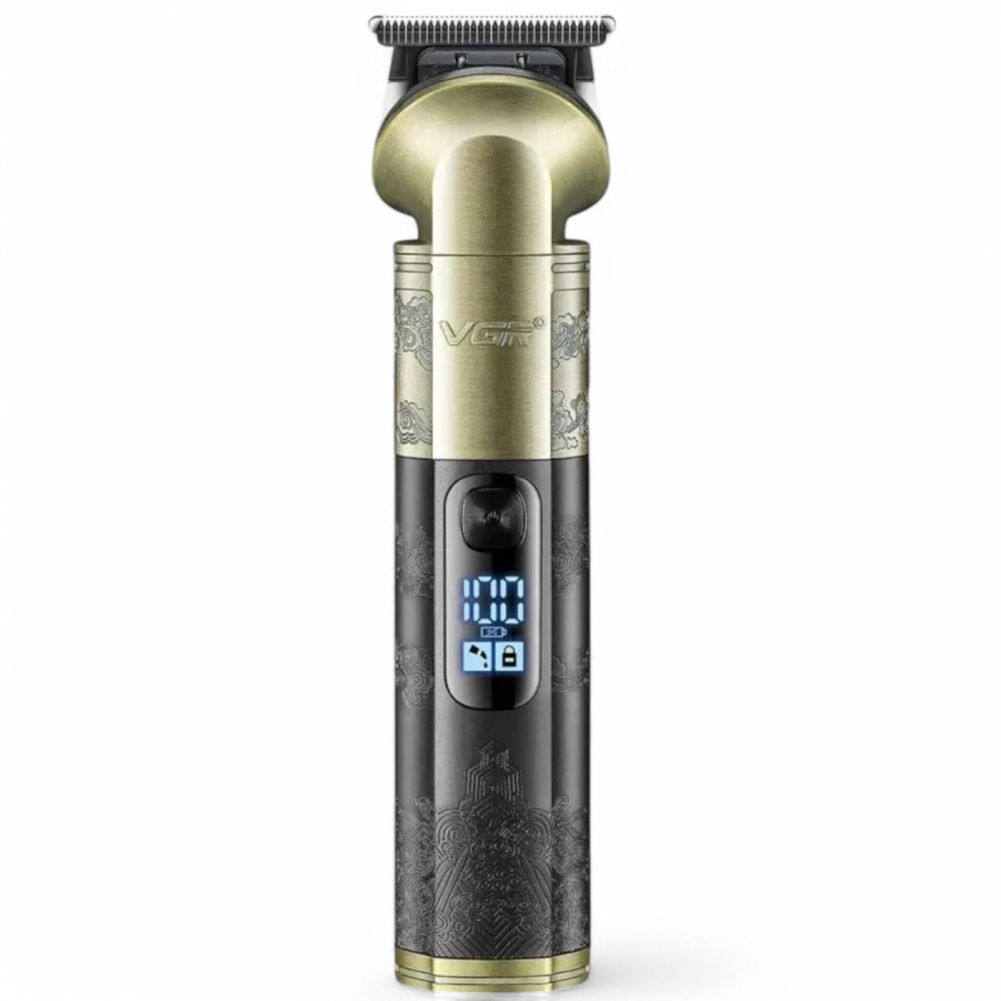 Тример для волосся та бороди VGR V-296 4 насадки 1200 mAh LED-дисплей (M_V-296)