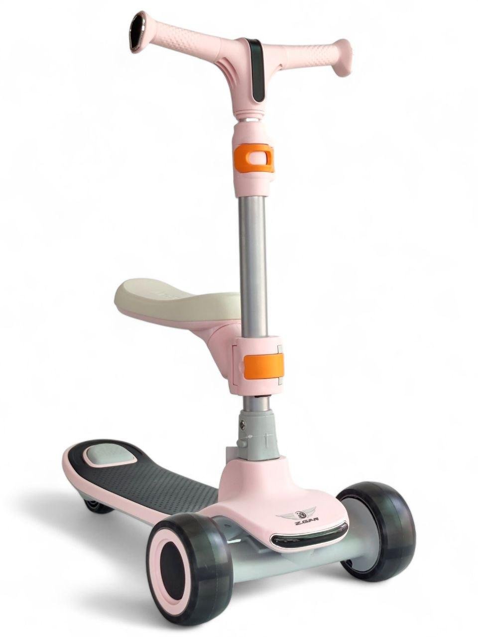 Детский самокат трехколесный Z.Gan MTG009A складной со звуковыми/световыми эффектами Розовый (MTG009Ar-s2) Детский самокат трехколесный Z.Gan MTG009A складной со звуковыми/световыми эффектами Розовый (MTG009Ar-s2)