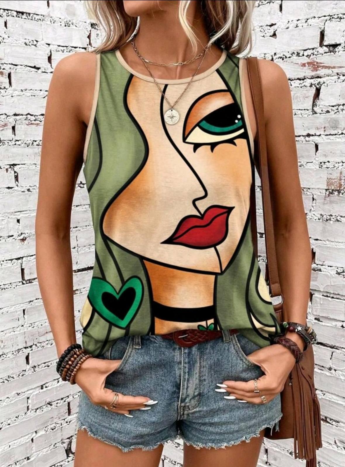 Майка женская Face Print S/M Разноцветный (27303974)