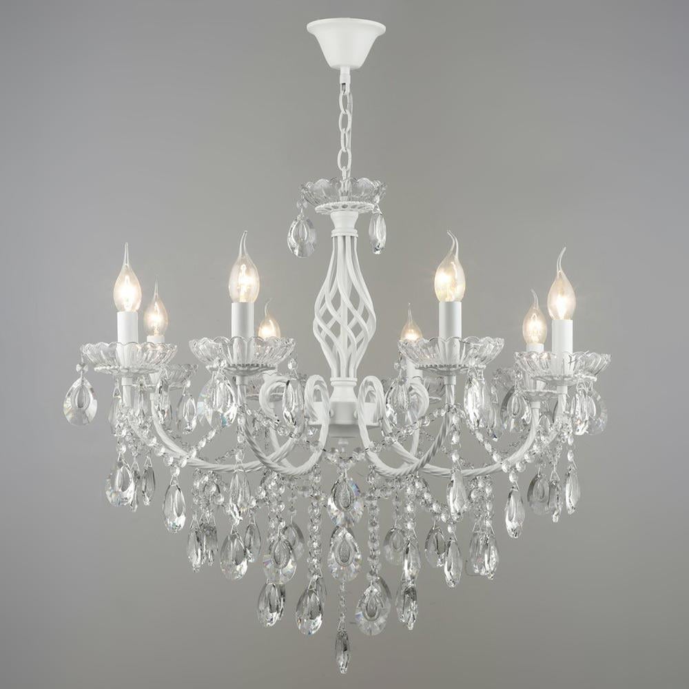 Люстра подвесная хрустальная свечи Lighthouse SRS-19709/8 WT классическая Белый с прозрачным