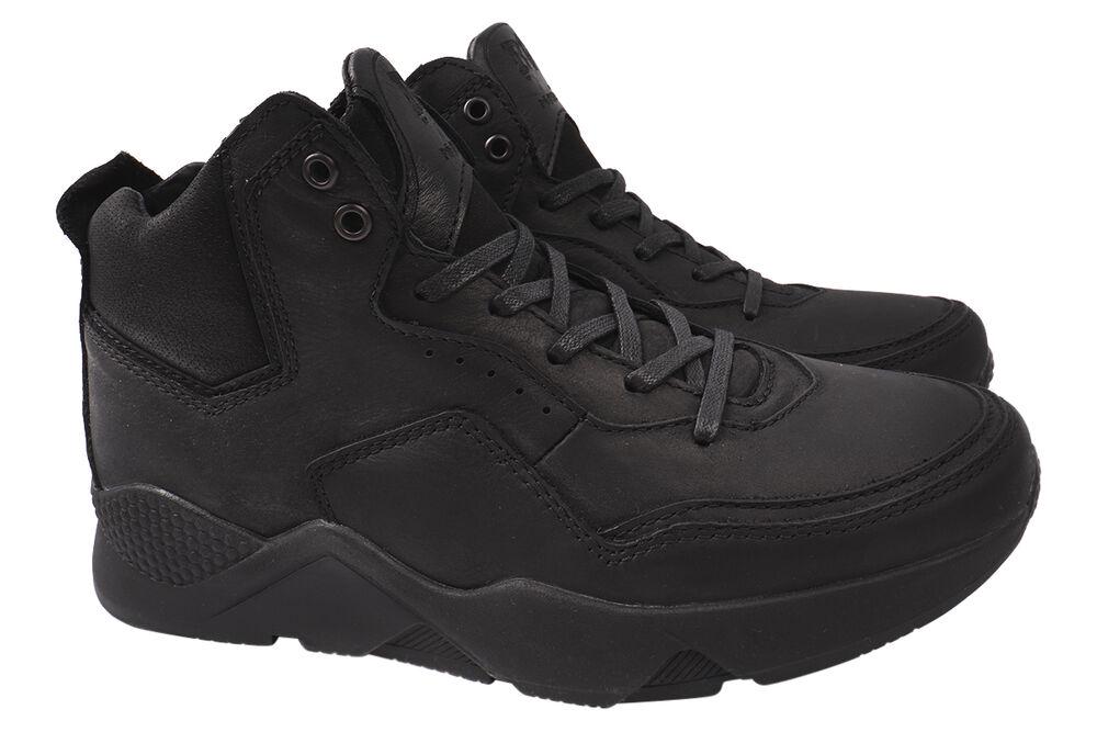 Кроссовки-ботинки Belvas мужские из кожи на платформе на шнуровке р. 43 Черный (32-21ZHS)