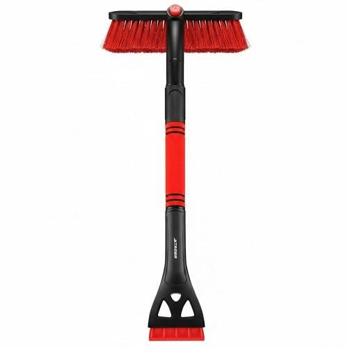 Скребок телескопический для окон и щетка для снега Черно-красный