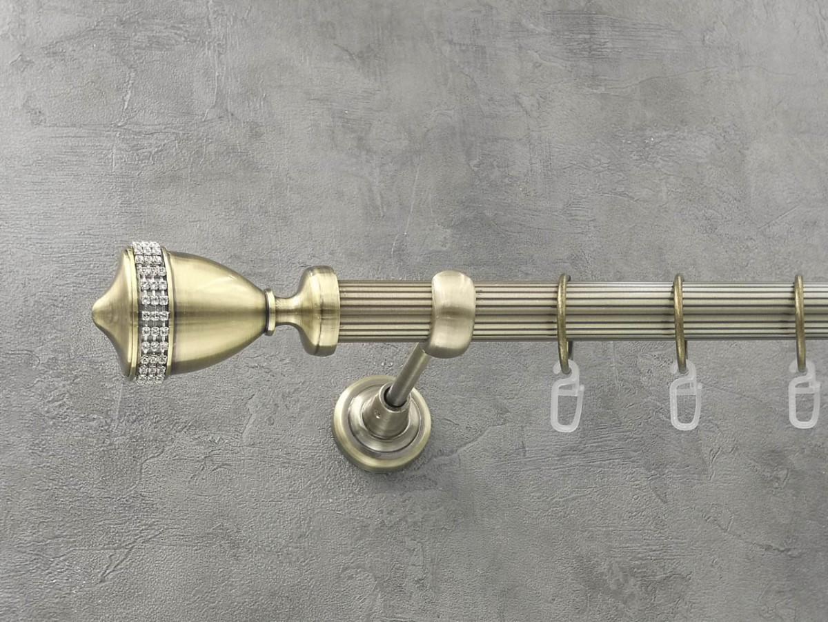 Карниз Quadrum Этерния рифленая штанга одинарный открытый 25 мм 200 см Антик (262040846)