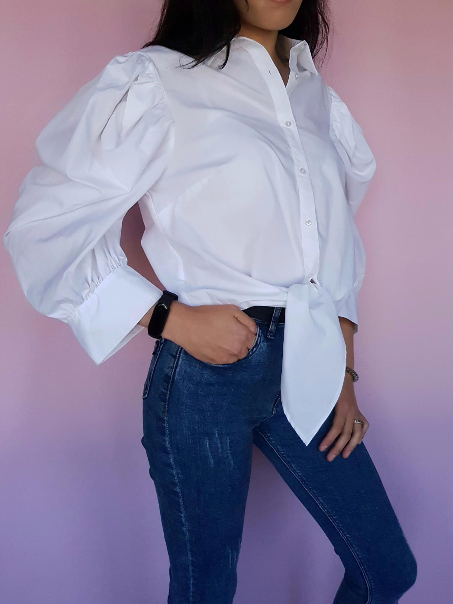 Блуза-рубашка на завязке Boohoo L Белый (10438) - фото 3 Блуза-рубашка на завязке Boohoo L Белый (10438) - фото 3