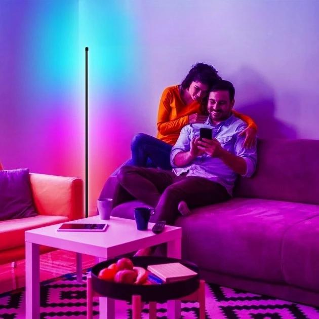 Торшер напольный угловой LED RGB с дистанционным управлением 140х40 см Черный (2188) - фото 8 Торшер напольный угловой LED RGB с дистанционным управлением 140х40 см Черный (2188) - фото 8