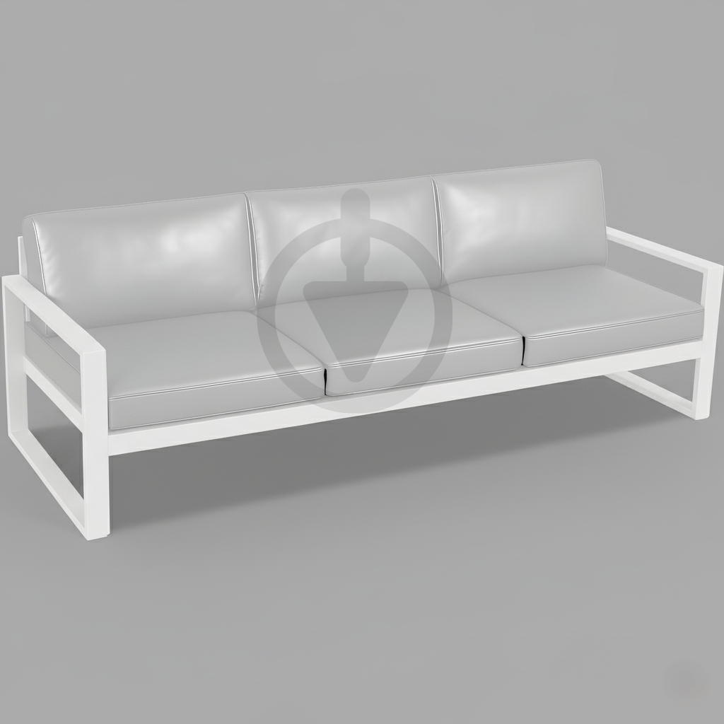 Диван металлический AVVS Бостон уличный 210 см лофт с подлокотниками экокожа Белый/Белый