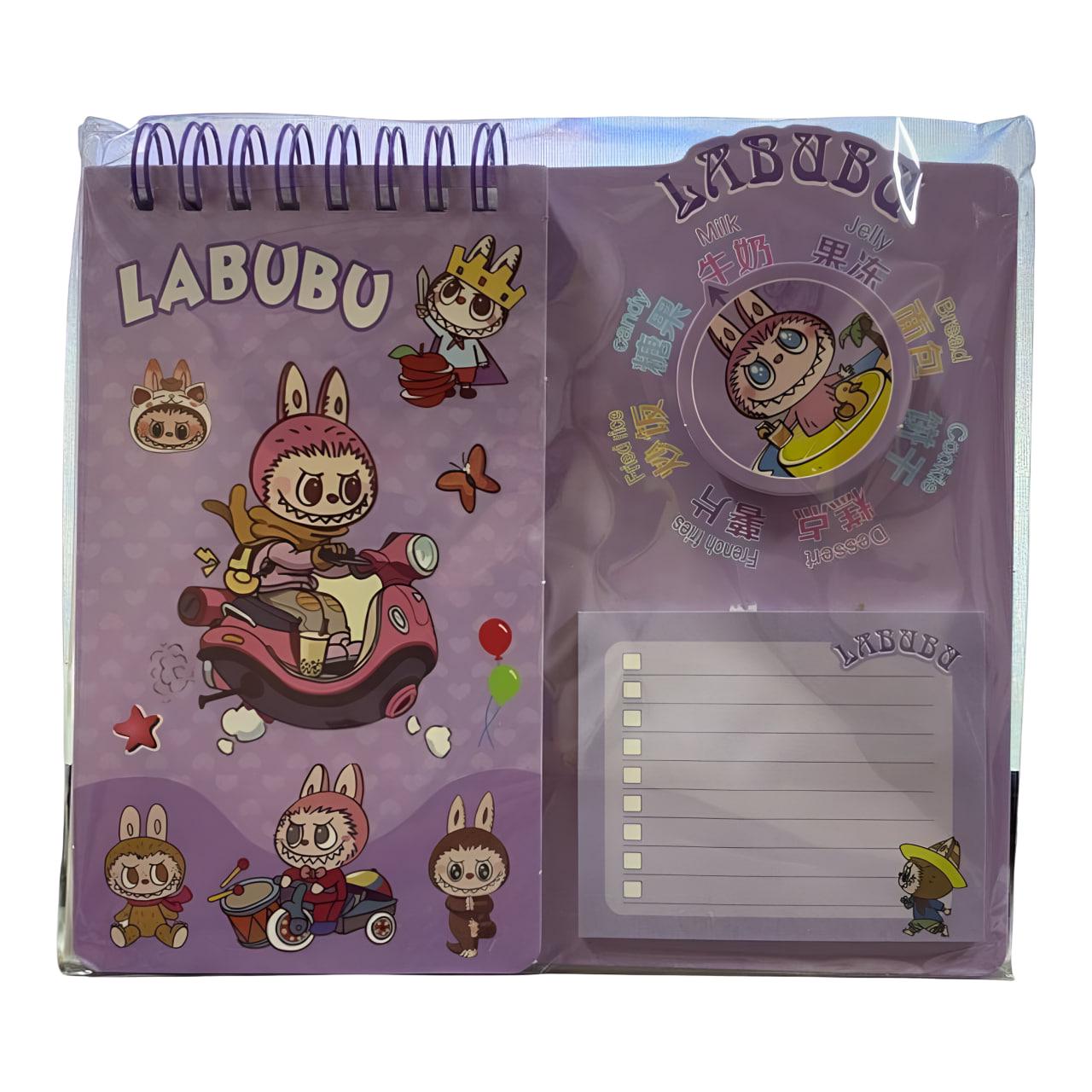Блокнот Лабубу із наліпками/стікерами для записів та тримачем для ручки Фіолетовий (25-SS197)