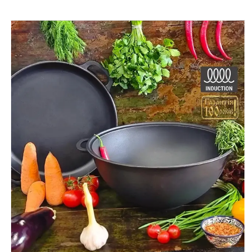 Казан узбецький Майстерня V15СР WOK чавунний з кришкою-сковородою 15 л (2211212646) - фото 3 Казан узбецький Майстерня V15СР WOK чавунний з кришкою-сковородою 15 л (2211212646) - фото 3