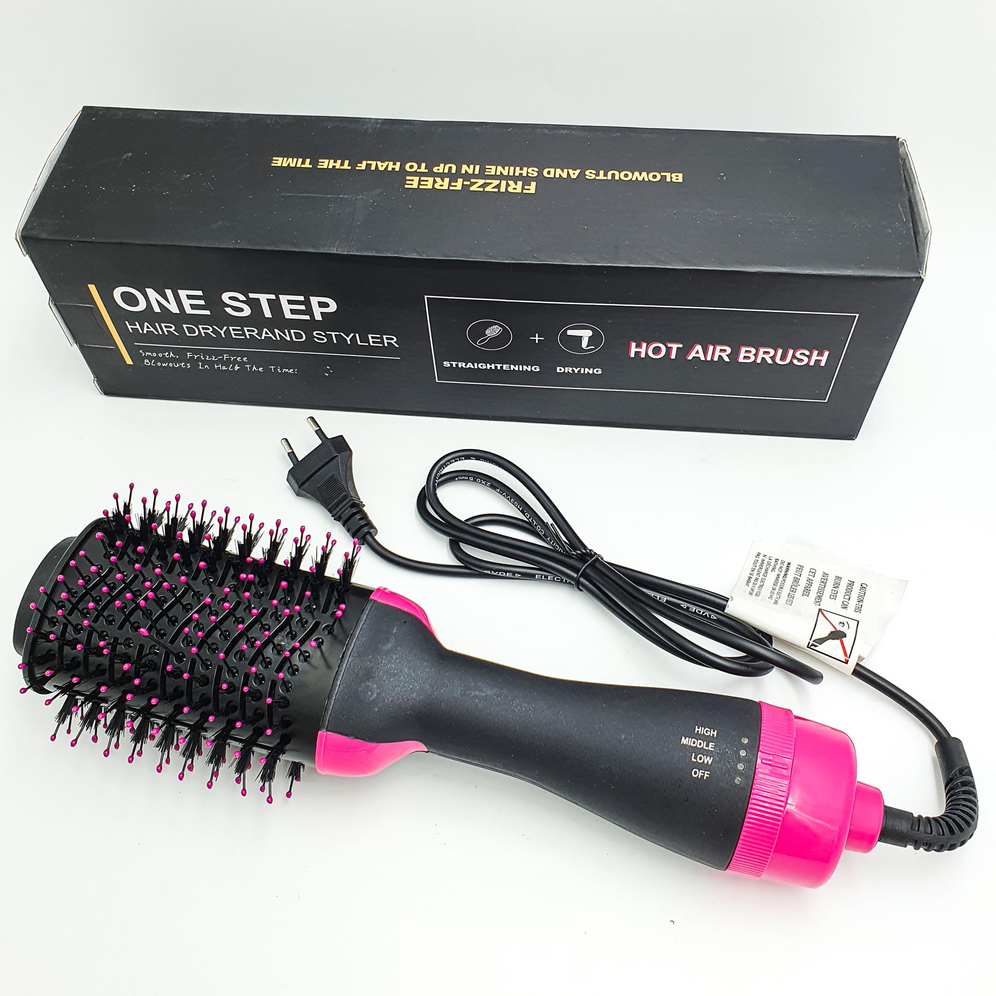 Фен щітка гребінець стайлер для укладки волосся 3в1 One Step Hair Dryer and Styler чорний - фото 7