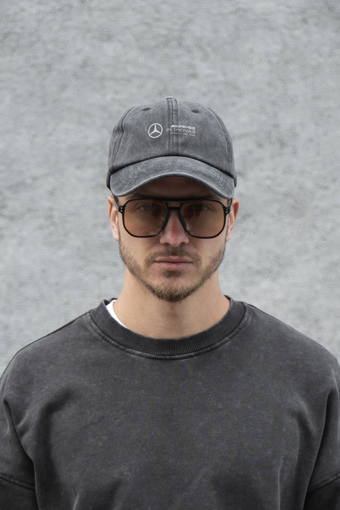 Бейсболка мужская Vintage Without с принтом AMG Black (8049849)