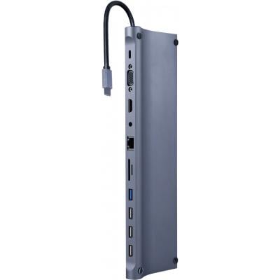 Концентратор Cablexpert USB-C 9в1 USB-HUB + HDMI/VGA/PD/CR/LAN/3,5 мм (A-CM-COMBO11-01)